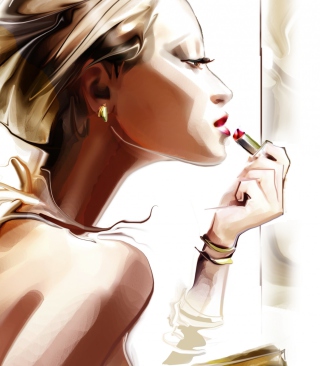 Обои Girl With Red Lipstick Drawing на 640x1136
