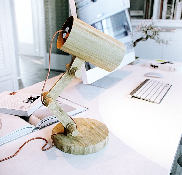 "Деревянная" настольная лампа как яркое и функциональное украшение компьютерного стола