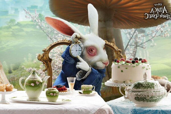 Алиса в стране чудес чаепитие застолье кролик карманные 