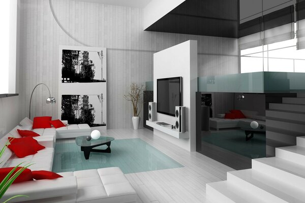 Интерьер дизайн современный квартира подушки картина т