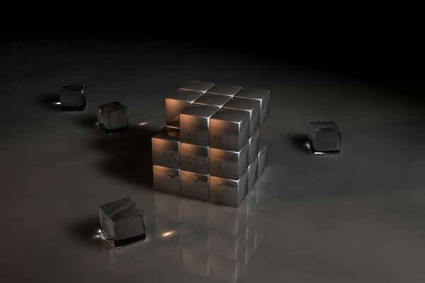 3D куб хрустальный отражение