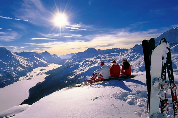 Новый год праздник горы альпы зима снег сноуборд