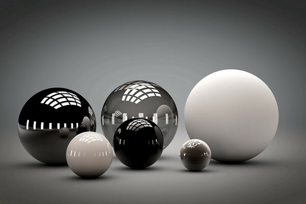 Шесть гладких шариков в 3D