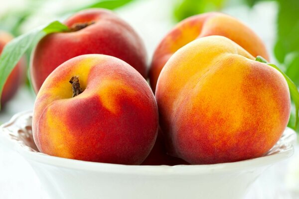 peaches Персики фрукты тарелка