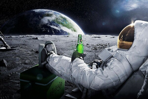 земля carlsberg астронавт пиво космос Луна космонавт