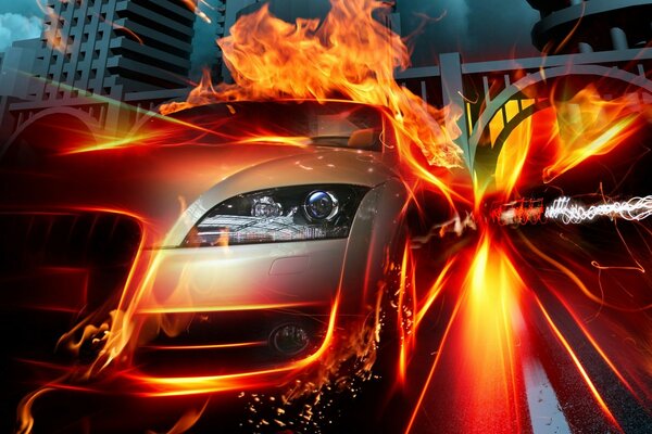 Гонки пламя скорость автомобиля