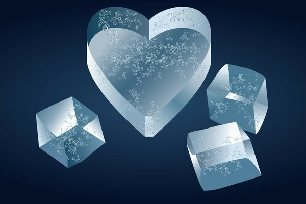 Сердце и кубики ледяные