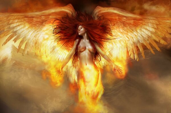 Ангел девушка в огне