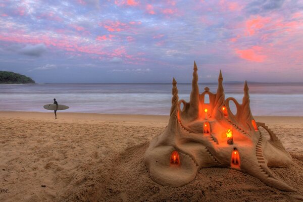 пляж песок песочный замок Море свечи