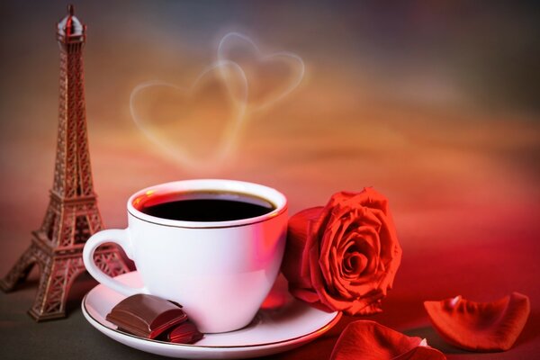 Кофе,роза,любовь,париж