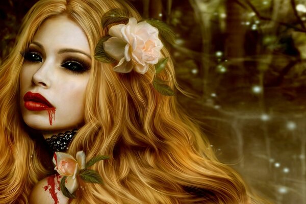 Вампирша с цветком в волосах