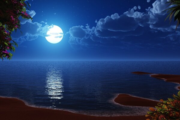 Ночь, луна, остров