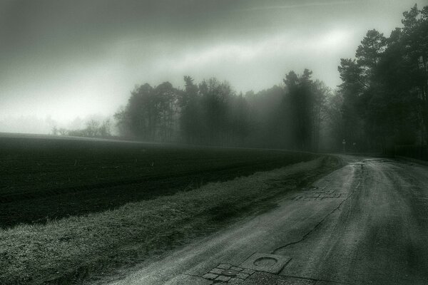 Туманный проселочная дорога