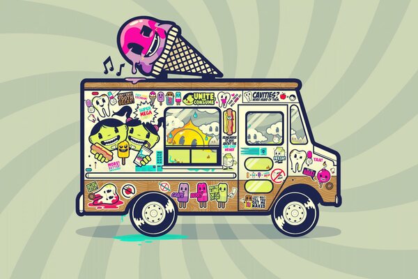 фургон мороженое наклейки цвета лужа