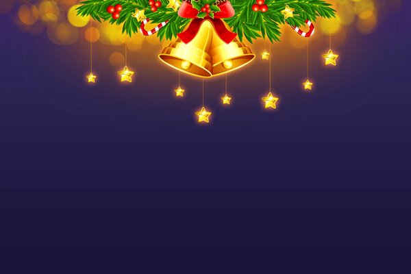 новый год рождество колокольчики звезды игрушки елка ель свет