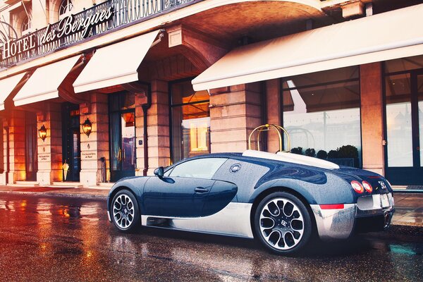 bugatti veyron великий спорт город женева после дождя