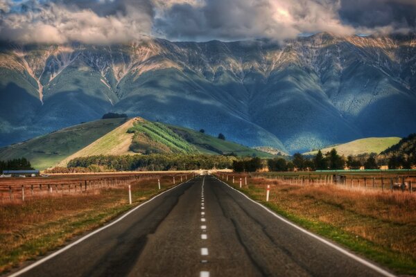 новая зеландия облака дорога природа гора