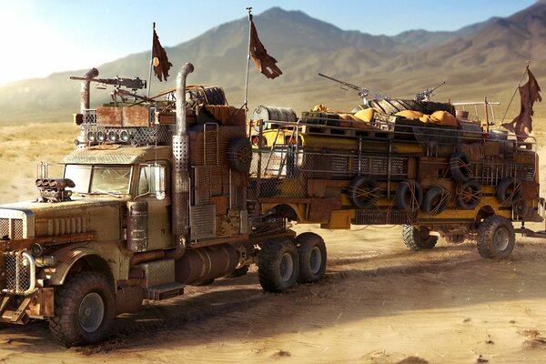 fallout школьный автобус грузовик пустошь пустыня постапокалиптический автобус