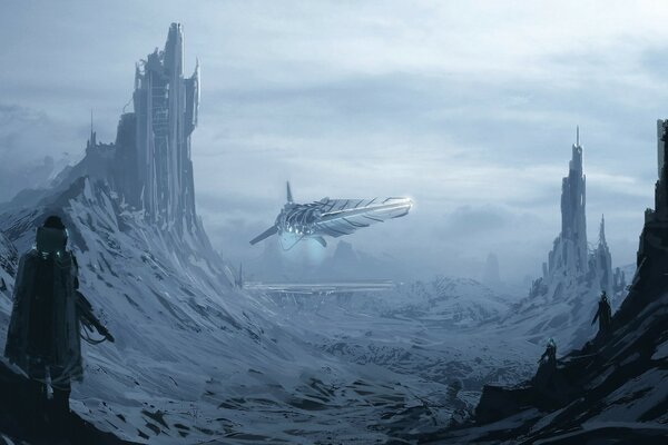 арт башня корабль снег мчс фантастика горы