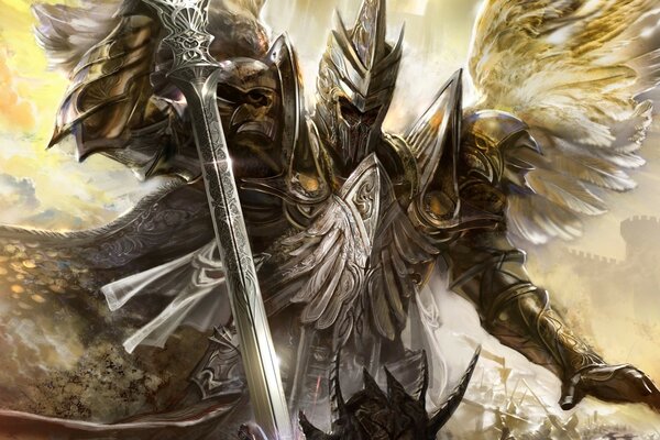 ангел битва меч доспехи ударный крылья