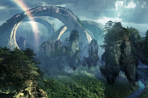камни джунгли острова аватара пандора летать горы