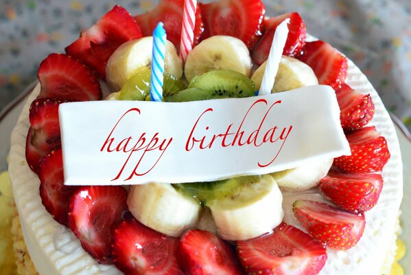 с днем рождения торт фрукты клубника день рождения бананы
