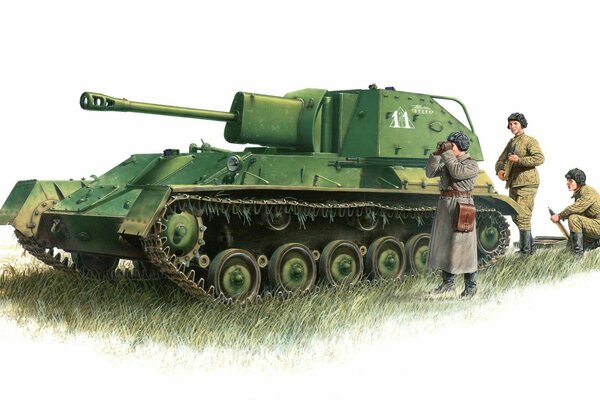 арт рисунок су-76 советская легкая самоходно артиллерийская установка сау применявшаяся в великой отечественной войне ww2 .