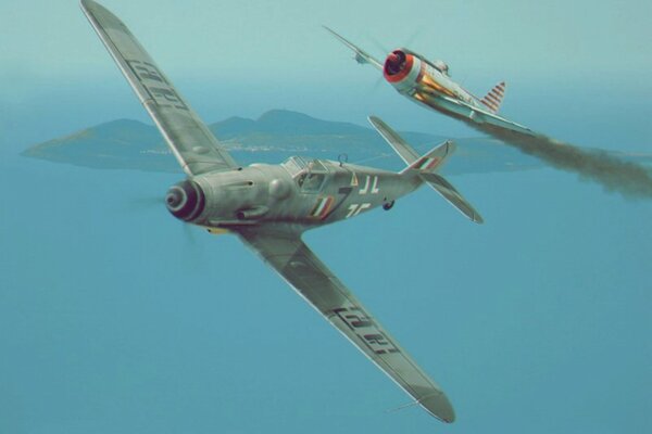 р 47 thunderbolt воздушного боя рукопашный бой ww2 война живопись искусство самолет bf 109 немецкий самолет