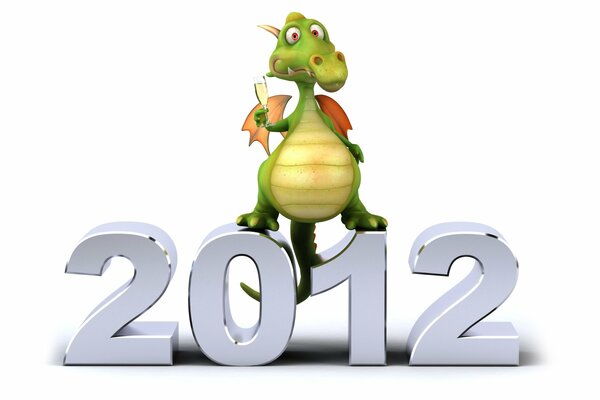 2012 новый год дракон белый фон