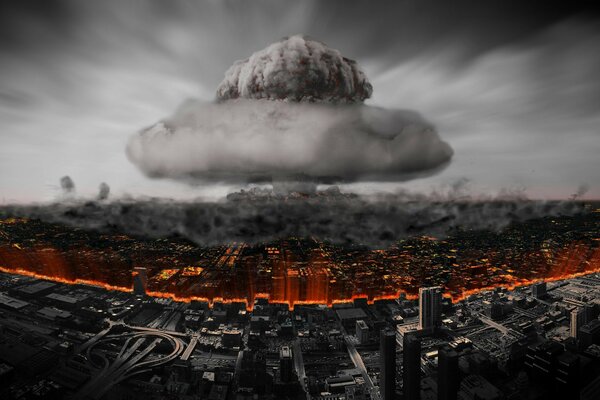 ядерный взрыв атомная бомба город разрушение