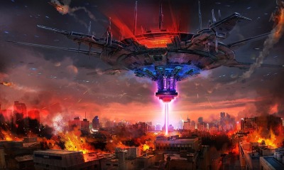 космический корабль разрушенный город