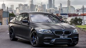 Превью обои bmw, m5, черный, вид сбоку