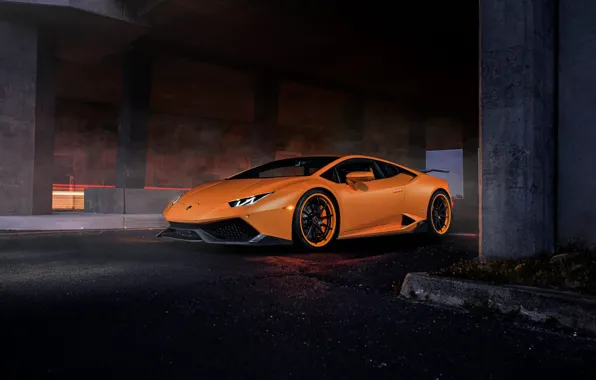 Обои Color, Lamborghini, LP610-4, Dark, Orange, Supercar, Front, Tuning, Huracan