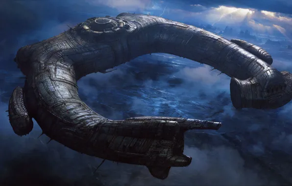 Обои корабль, alien, prometheus, чужой, Juggernaut Ship, инопланетный, подкова, прометей