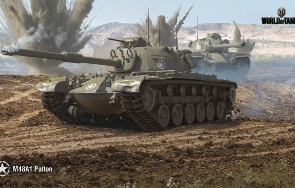Обои World of Tanks, Wargaming, M48A1 Patton, WoT, Мир танков, американский танк