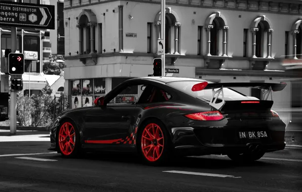 Обои GT3, красные, чёрно, ч/б, фото, белые, Marcus Curran Photography, Porsche, 997, тона, детали