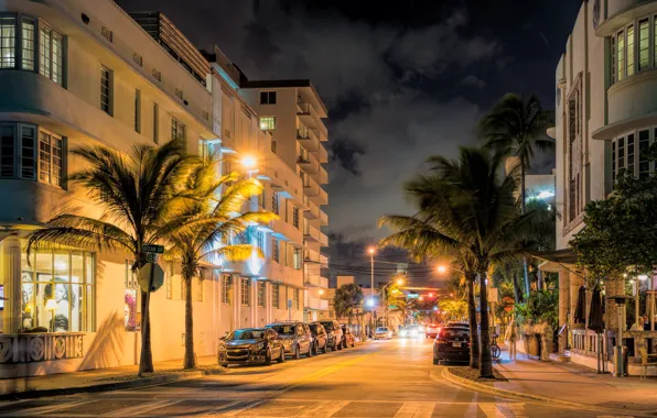 Обои florida, Miami, Флорида, огни, улица, вечер, vice city, Майами