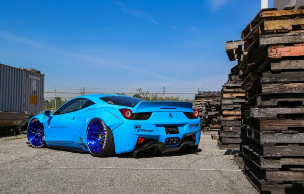 Обои Edition, Blue, 458, Ferrari, Rear, Liberty, Italia, Walk