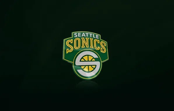 Обои Зеленый, Баскетбол, Фон, Сиэтл, Логотип, NBA, Сверхзвуковые, Seattle Supersonic