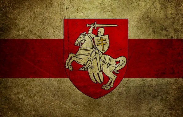 Обои флаг, Беларусь, герб, погоня