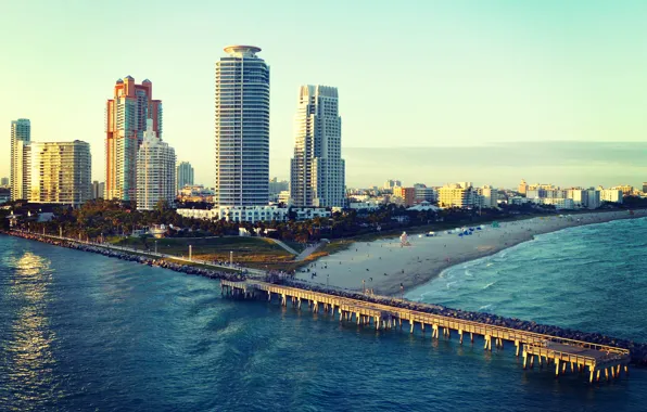Обои Miami Beach, florida, Miami, океан, Майами, Флорида, пляж