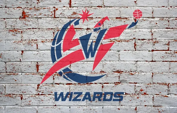 Обои стена, лого, NBA, Washington Wizards, Баскетбод