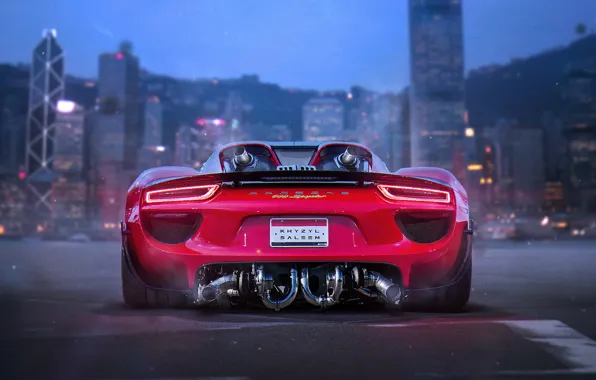 Обои Red, Future, 918, by Khyzyl Saleem, Bisi, Supercar, Tuning, Porsche