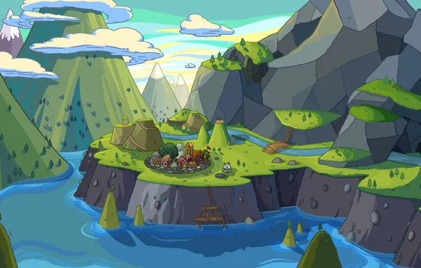 Обои Adventure Time, mountains, water