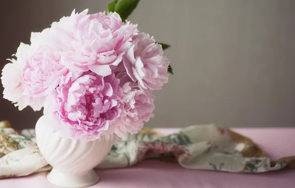 Обои ваза, розовые, пионы, цветы