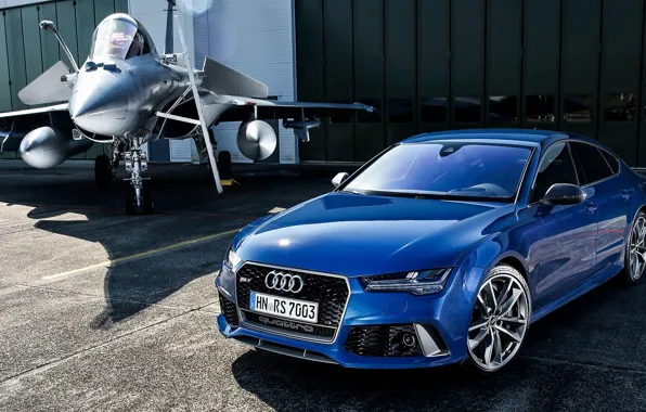 Обои синяя, RS 7, самолет, ауди, Audi, Sportback