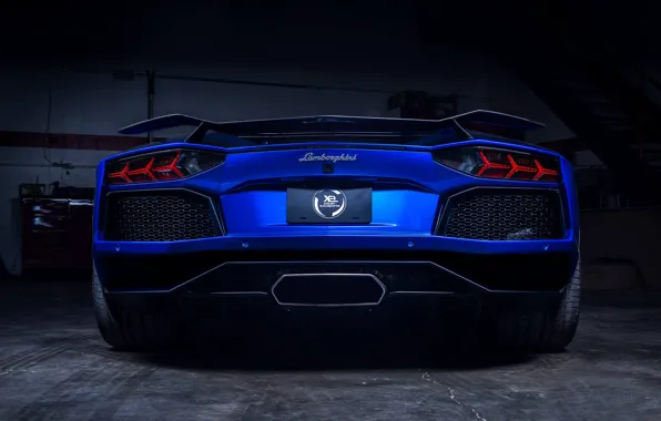Обои Lamborghini, Blue, Matte, LP700-4, Aventador, Supercar, Spoiler, Rear, Xclusv Autosports