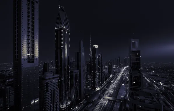 Обои огни, город, ночь, ОАЭ, Дубай