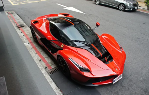Обои красный, дорога, гиперкар, Ferrari, LaFerrari