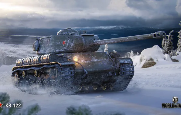 Обои КВ-122, зима, WoT, Wargaming, World of Tanks, советский танк